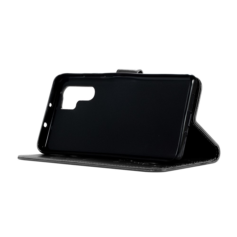 Imprint Butterfly Flower Stand Leather Wallet Casing for Huawei P30 Pro - Black-5