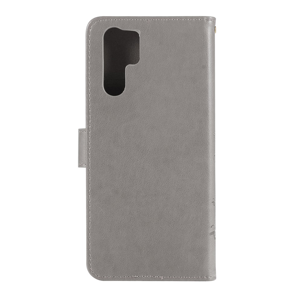 Imprint Butterfly Flower Stand Leather Wallet Case for Huawei P30 Pro - Grey-2