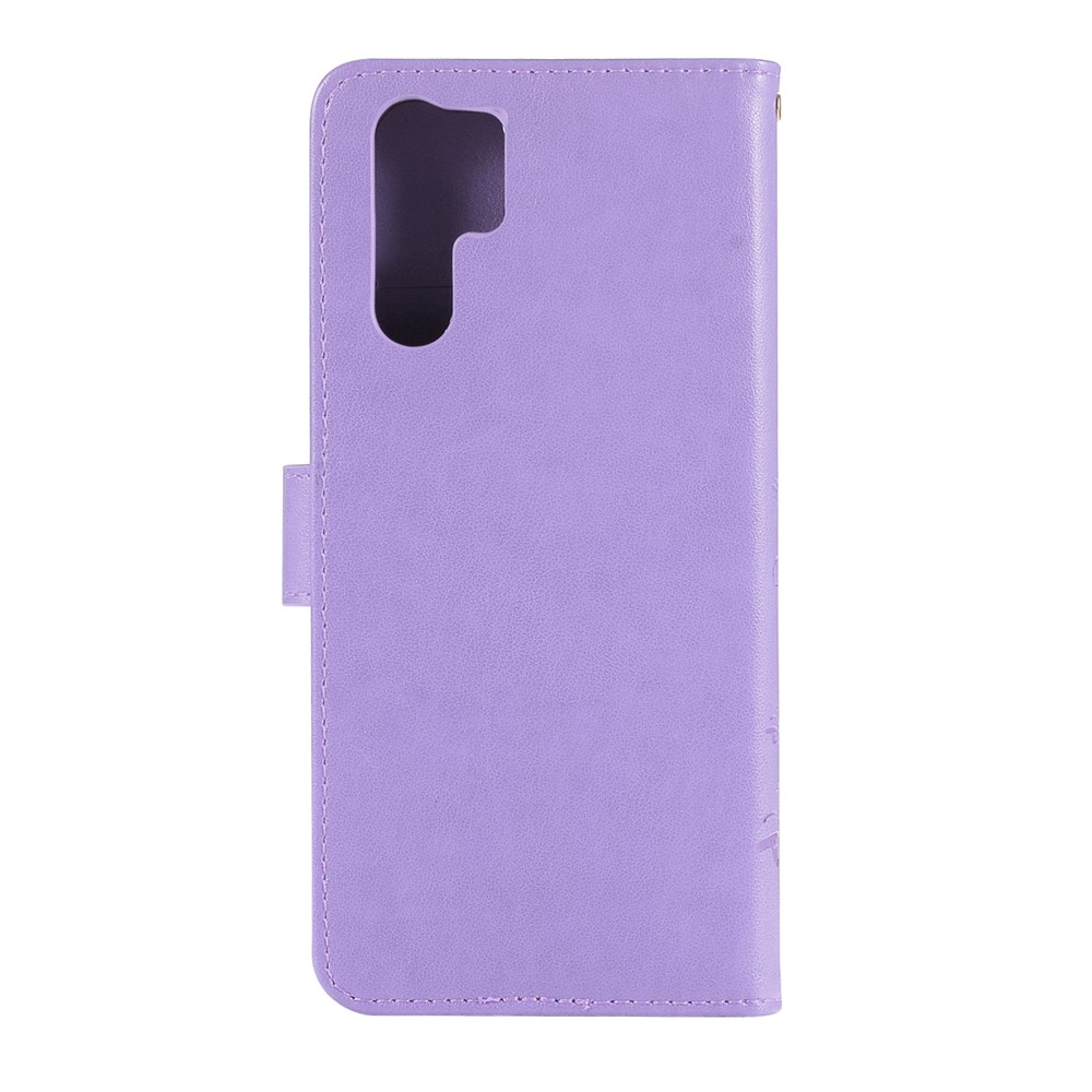 Coperchio Del Cellulare Del Portafoglio Del Portafoglio Di Cuoio Della Farfalla Della Farfalla Di Impronta Per Huawei P30 Pro - Viola Chiaro