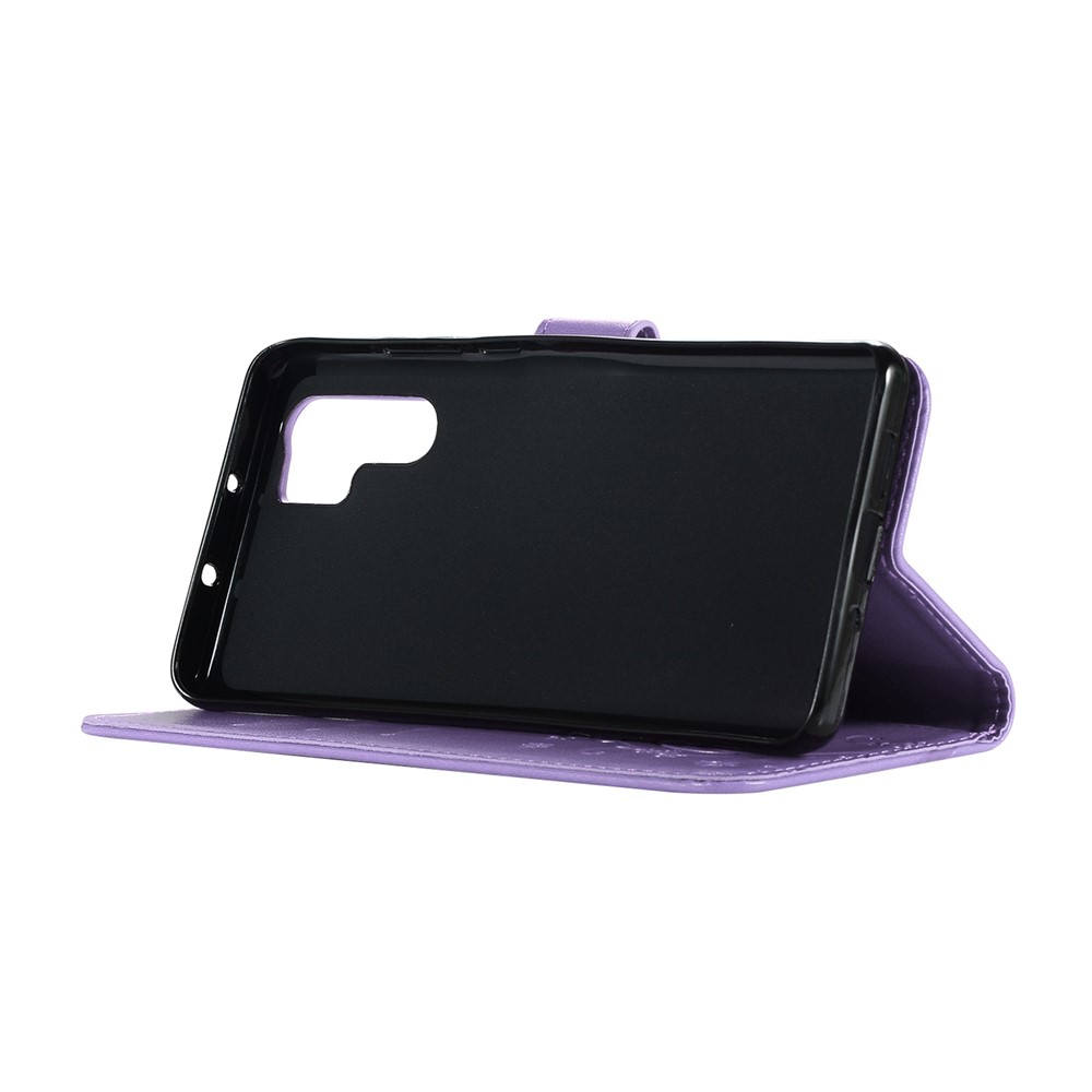 Coperchio Del Cellulare Del Portafoglio Del Portafoglio Di Cuoio Della Farfalla Della Farfalla Di Impronta Per Huawei P30 Pro - Viola Chiaro