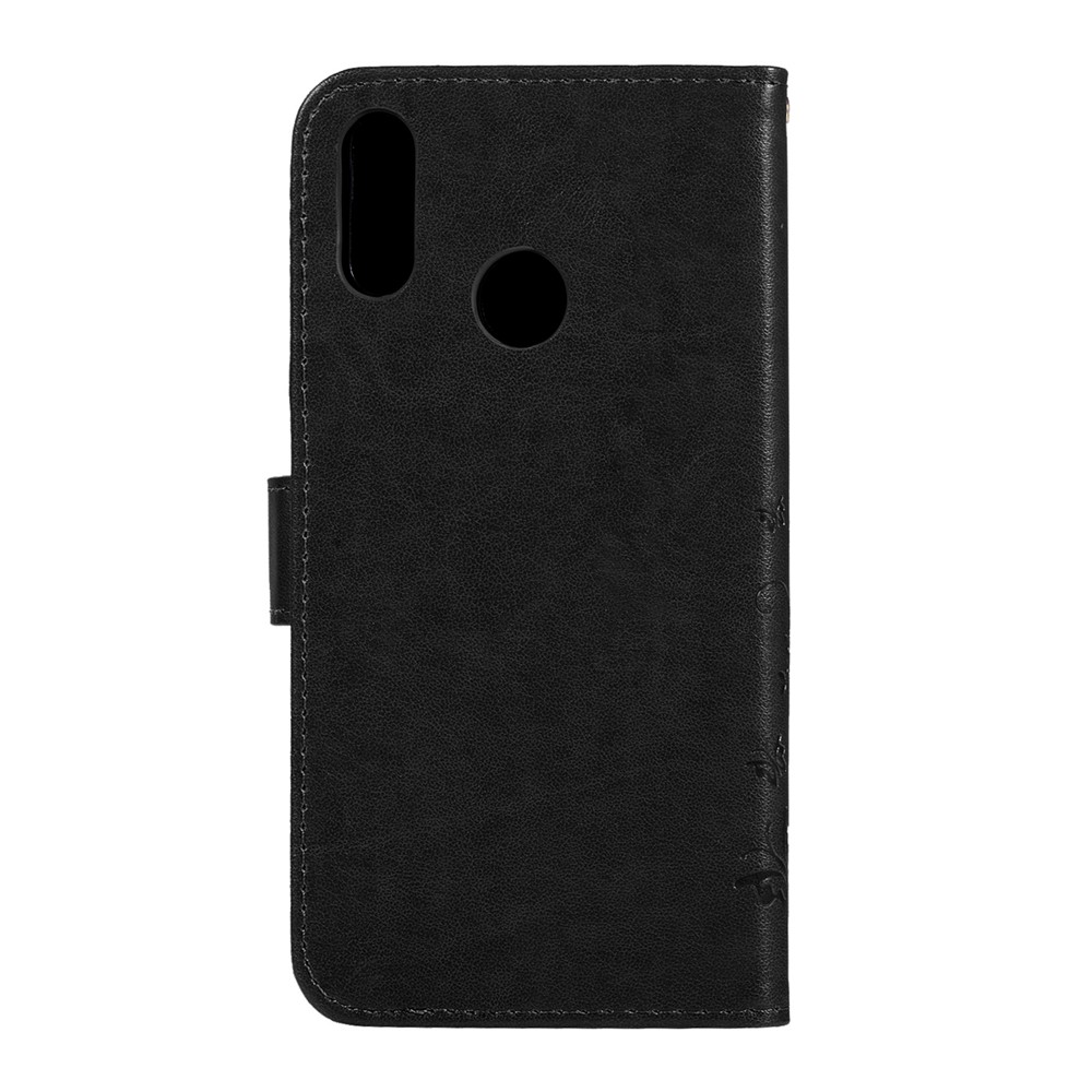 Imprint Butterfly Flower Stand Leather Wallet Casing for Huawei Honor 10 Lite - Black-2