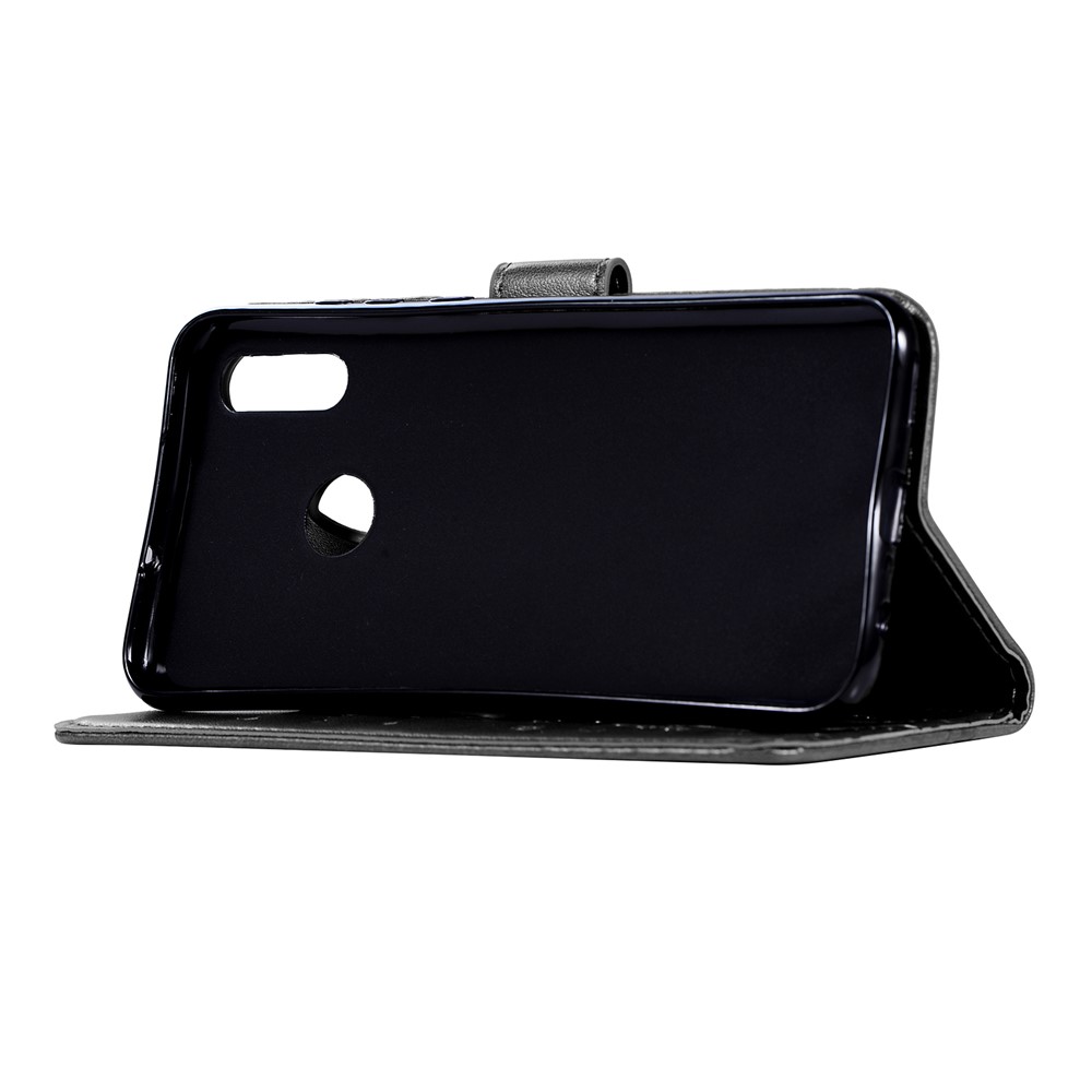 Imprint Butterfly Flower Stand Leather Wallet Casing for Huawei Honor 10 Lite - Black-5