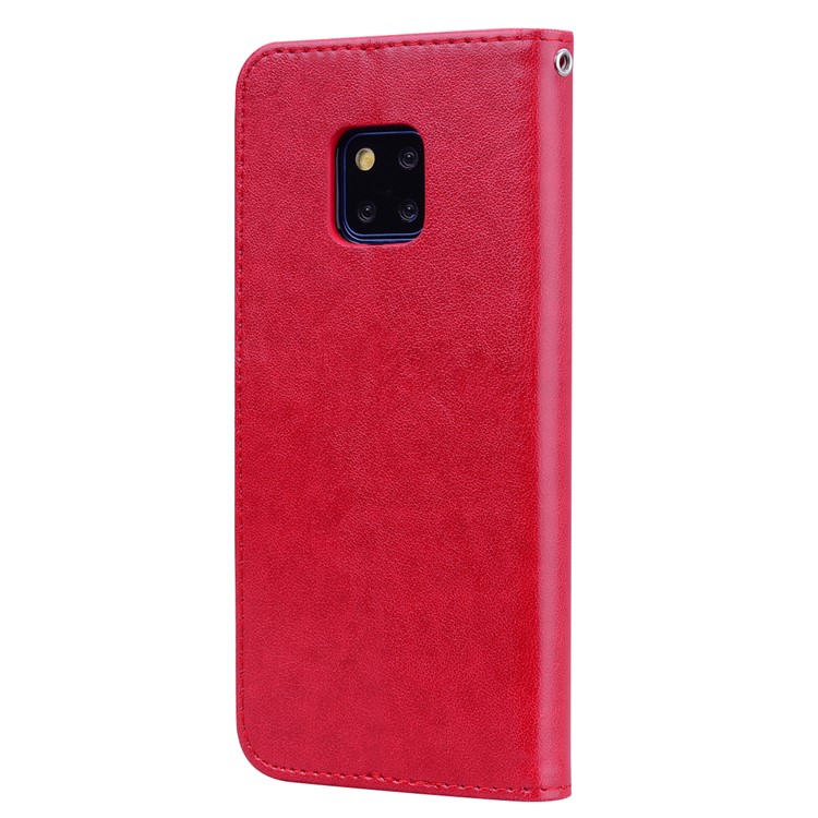 Imprinted Rose Flower Pattern Leather Wallet Case for Huawei Mate 20 Pro - Red-2