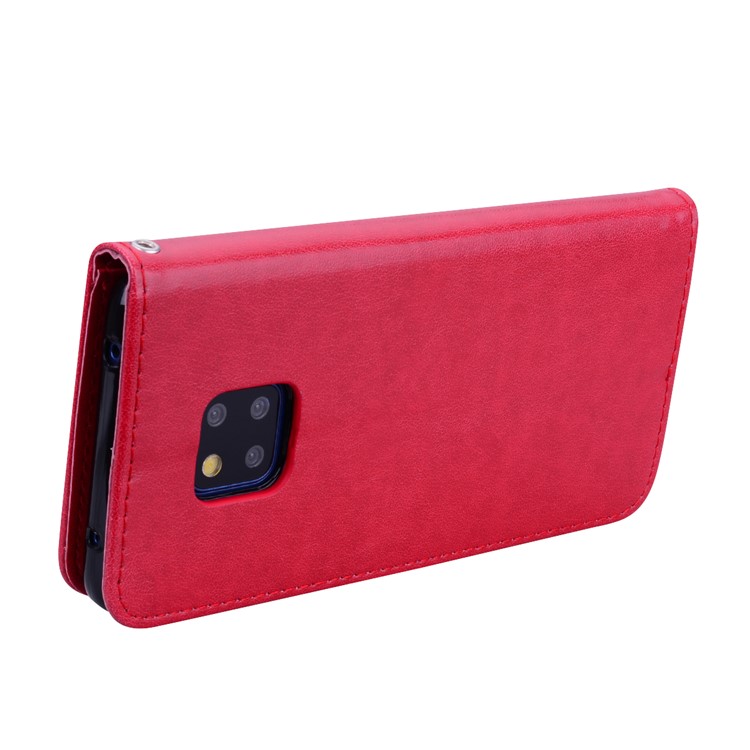Imprinted Rose Flower Pattern Leather Wallet Case for Huawei Mate 20 Pro - Red-4