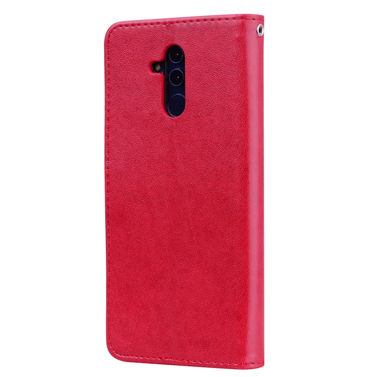 Imprinted Rose Flower Pattern Leather Wallet Case for Huawei Mate 20 Lite - Red-3