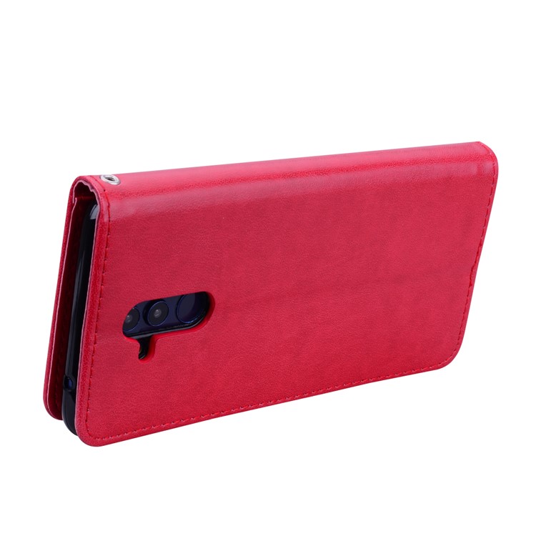 Imprinted Rose Flower Pattern Leather Wallet Case for Huawei Mate 20 Lite - Red-4