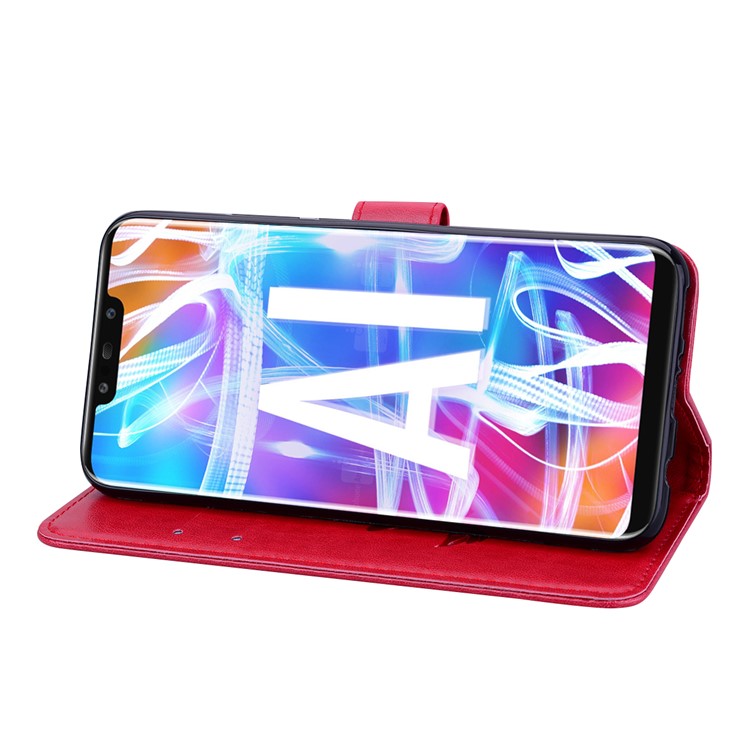 Imprinted Rose Flower Pattern Leather Wallet Case for Huawei Mate 20 Lite - Red-5