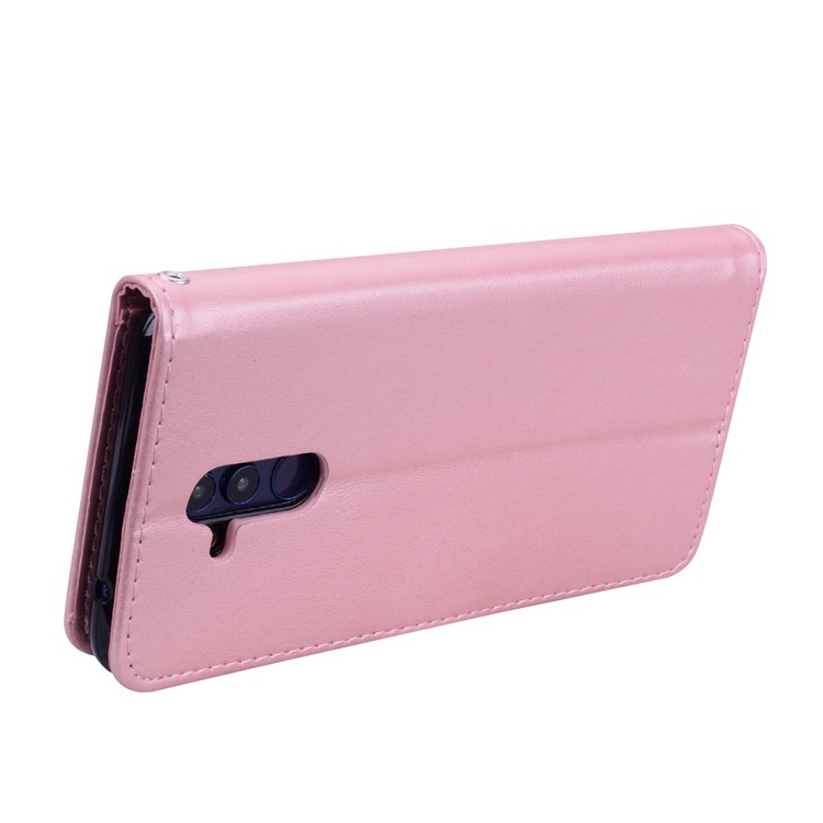 Imprinted Rose Flower Pattern Leather Wallet Cover for Huawei Mate 20 Lite - Pink-4