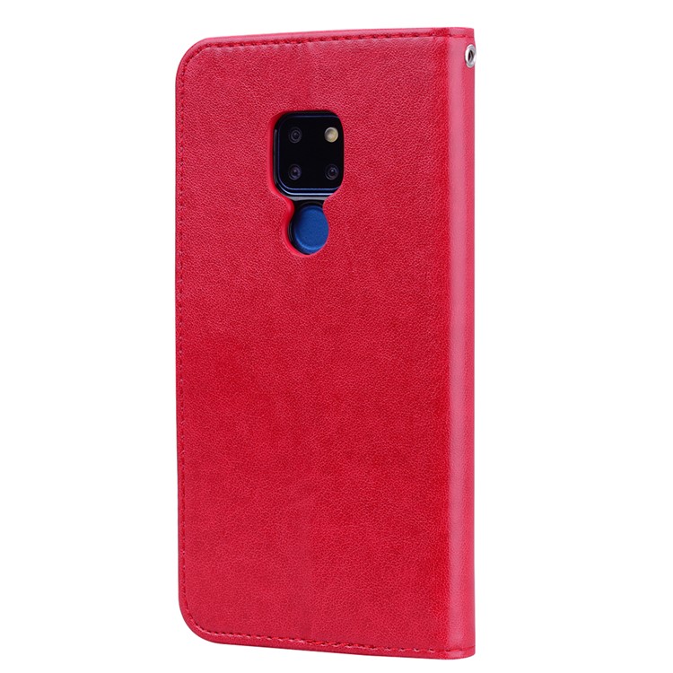 Imprinted Rose Flower Pattern Leather Wallet Case for Huawei Mate 20 - Red-2