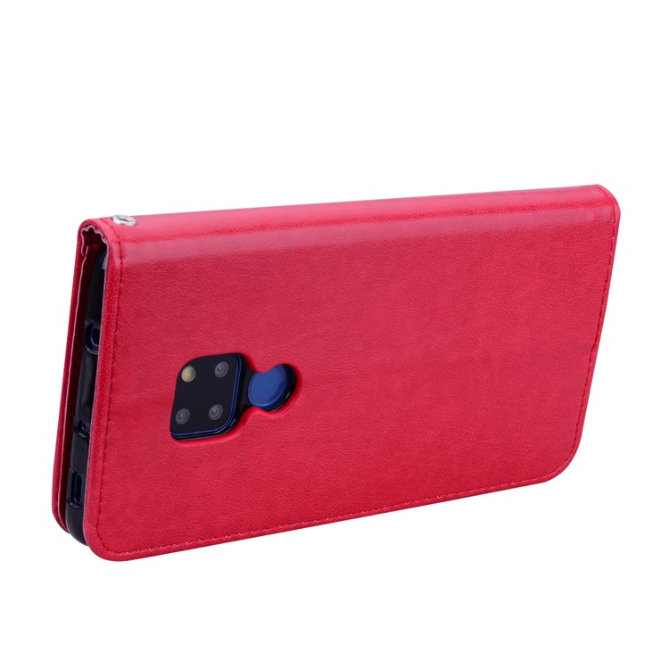 Imprinted Rose Flower Pattern Leather Wallet Case for Huawei Mate 20 - Red-4