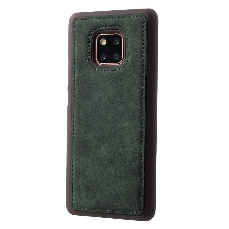 Detachable Vintage Style Split Leather Coated PC Wallet Cellphone Shell for Huawei Mate 20 Pro - Green-5