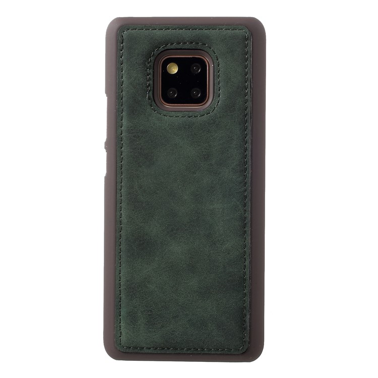 Detachable Vintage Style Split Leather Coated PC Wallet Cellphone Shell for Huawei Mate 20 Pro - Green-6