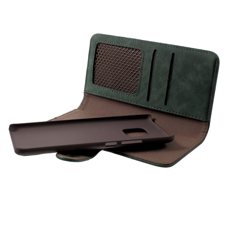 Detachable Vintage Style Split Leather Coated PC Wallet Cellphone Shell for Huawei Mate 20 Pro - Green-7