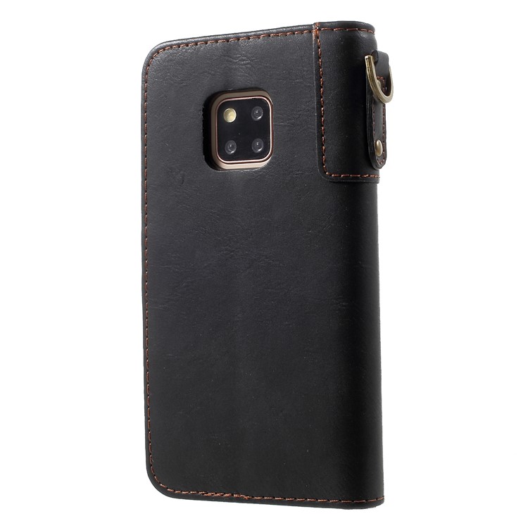 Cowhide Leather Protection Cell Phone Case for Huawei Mate 20 Pro - Black-2