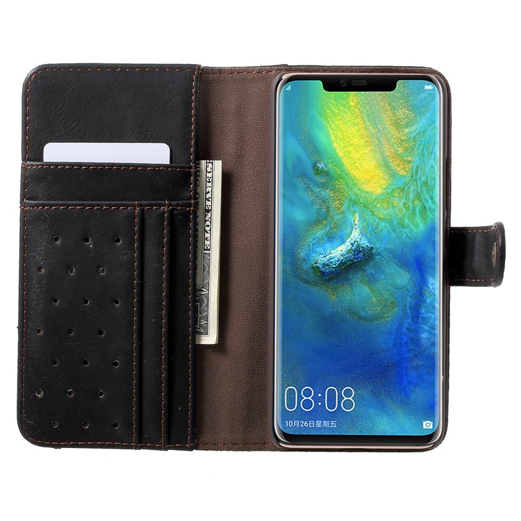 Cowhide Leather Protection Cell Phone Case for Huawei Mate 20 Pro - Black-6