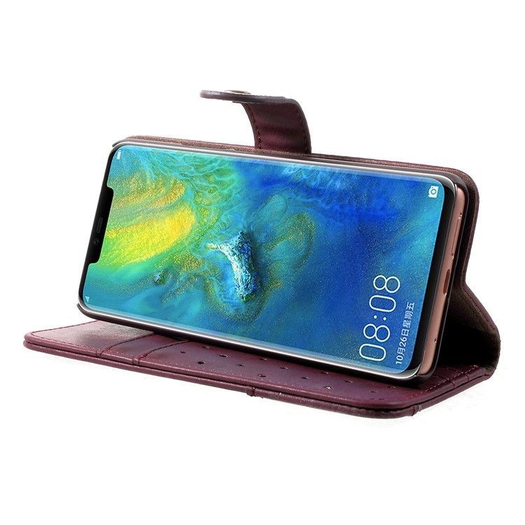 Cowhide Leather Mobile Phone Cover for Huawei Mate 20 Pro - Red-4