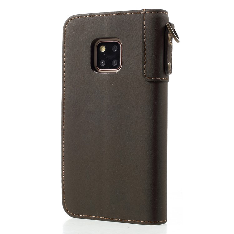 Cáscara Del Teléfono Móvil De Cuero De Vaca Con Billetera Para Huawei Mate 20 Pro - Ejercito Verde-2