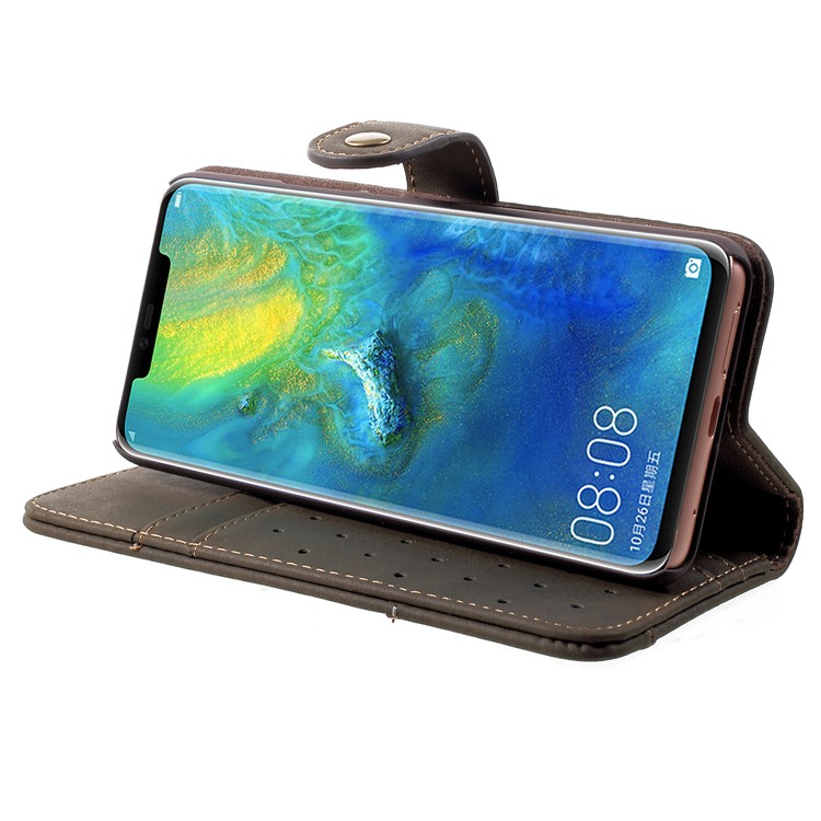 Cáscara Del Teléfono Móvil De Cuero De Vaca Con Billetera Para Huawei Mate 20 Pro - Ejercito Verde-4