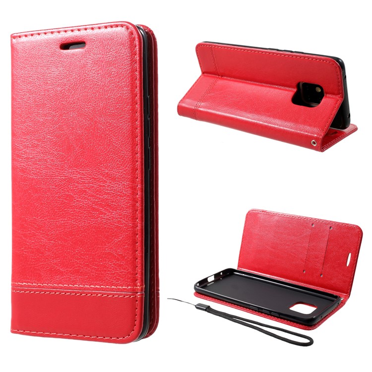 Custodia Per Cellulare Con Custodia In Pelle PU Con Cinturino Per Huawei Mate 20 Pro - Rosso-1
