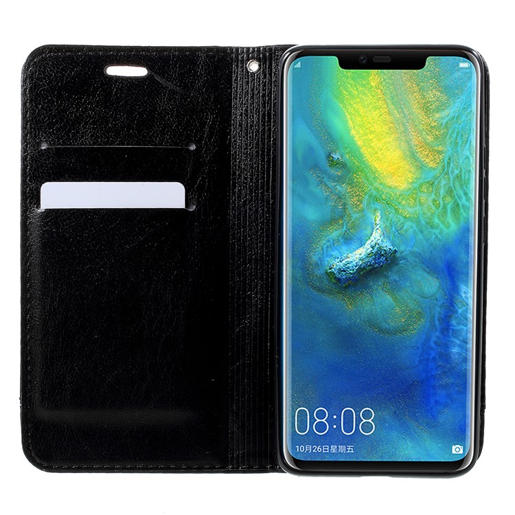 PU Leather Card Holder Stand Cell Phone Cover with Strap for Huawei Mate 20 Pro - Black-6