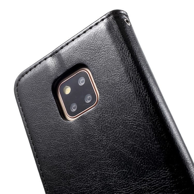 PU Leather Card Holder Stand Cell Phone Cover with Strap for Huawei Mate 20 Pro - Black-7