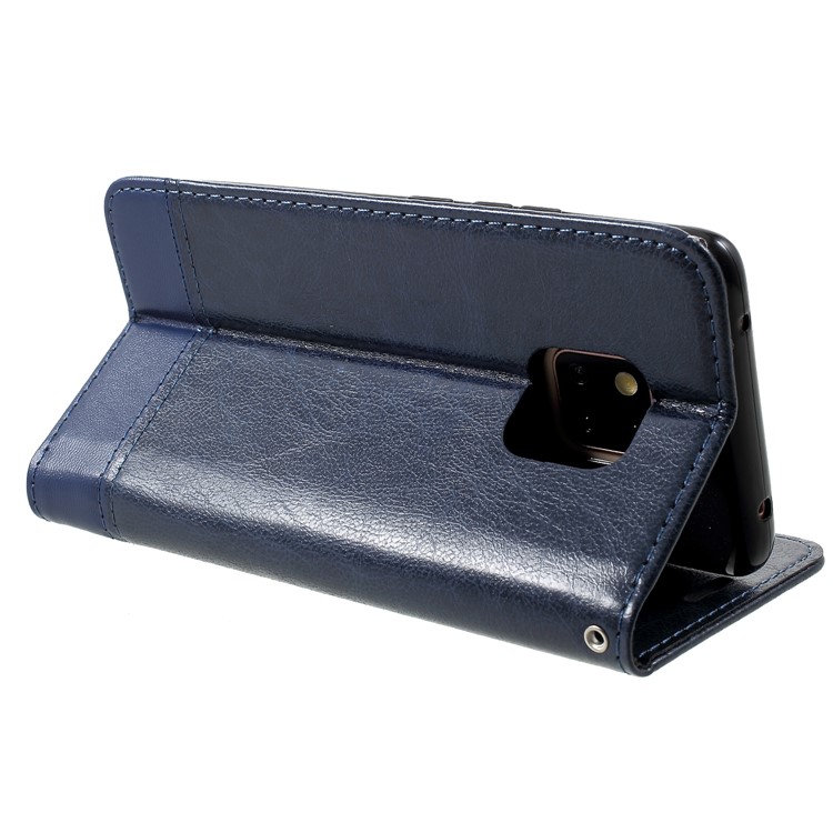 PU Leather Card Holder Stand Cell Phone Shell with Strap for Huawei Mate 20 Pro - Blue-5