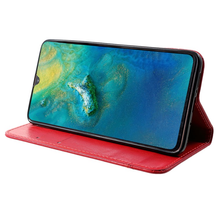 PU Leather Card Holder Stand Mobile Casing with Strap for Huawei Mate 20 - Red-4
