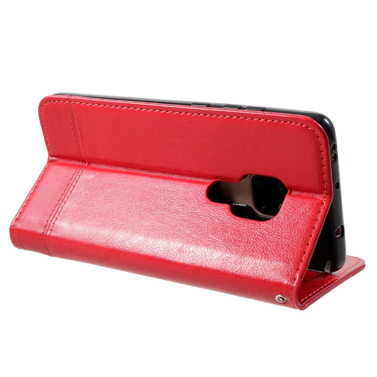 PU Leather Card Holder Stand Mobile Casing with Strap for Huawei Mate 20 - Red-5