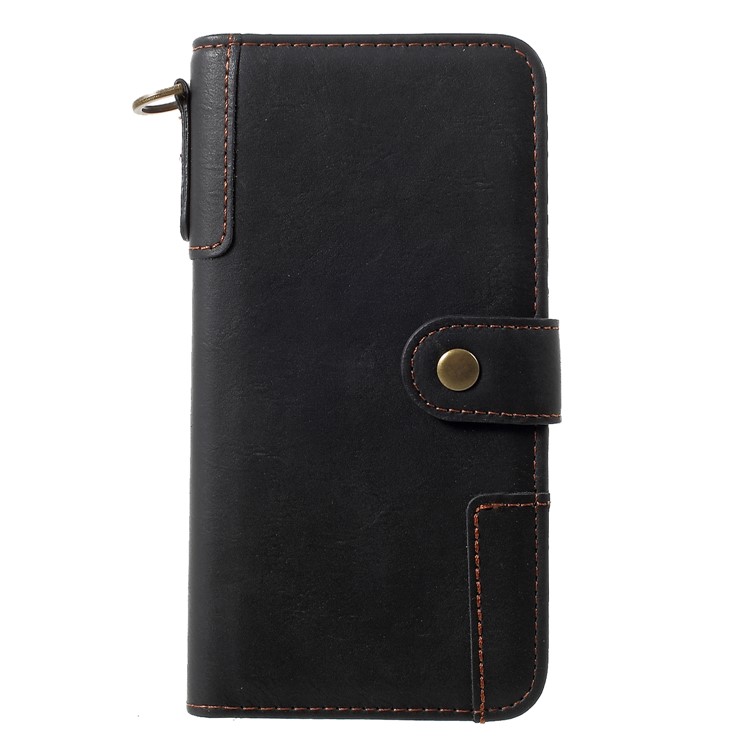 Cowhide Leather Wallet Stand Case for Huawei Mate 20 Lite - Black-3