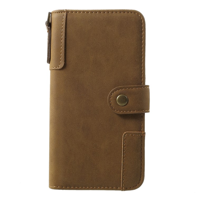 Cowhide Leather Card Holder Phone Shell for Huawei Mate 20 Lite - Brown-1