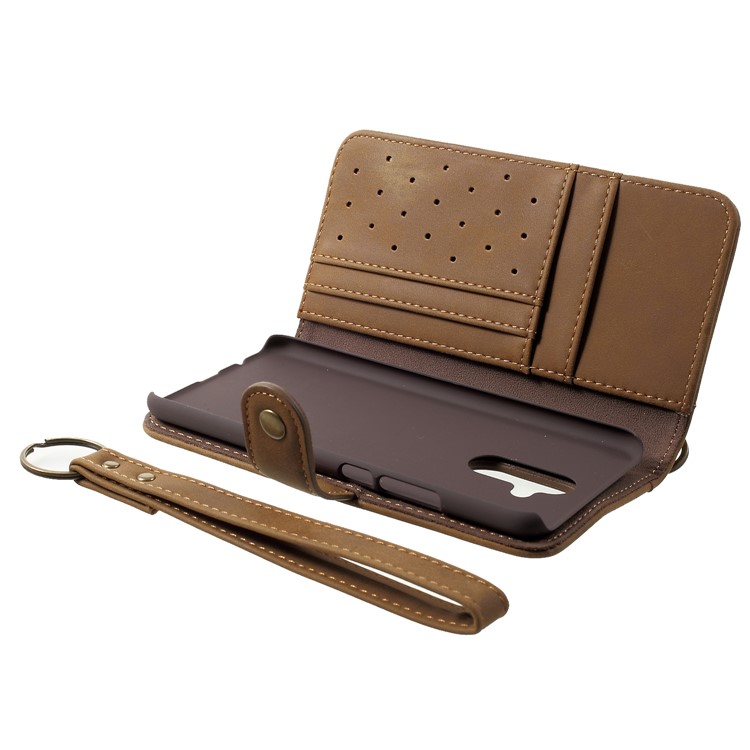 Cowhide Leather Card Holder Phone Shell for Huawei Mate 20 Lite - Brown-5