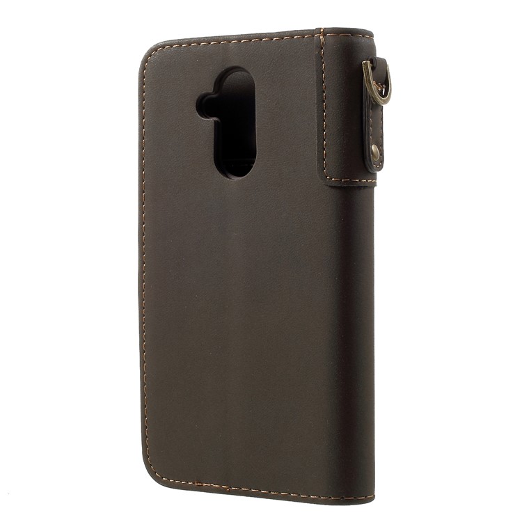 Cowhide Leather Cover with Card Slots for Huawei Mate 20 Lite - Army Green-2