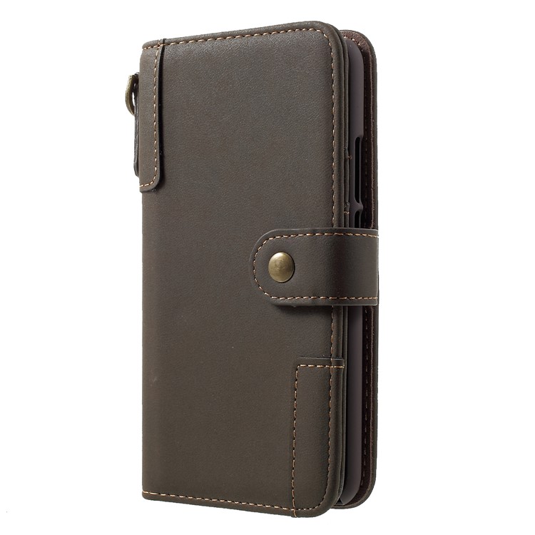 Cowhide Leather Cover with Card Slots for Huawei Mate 20 Lite - Army Green-3
