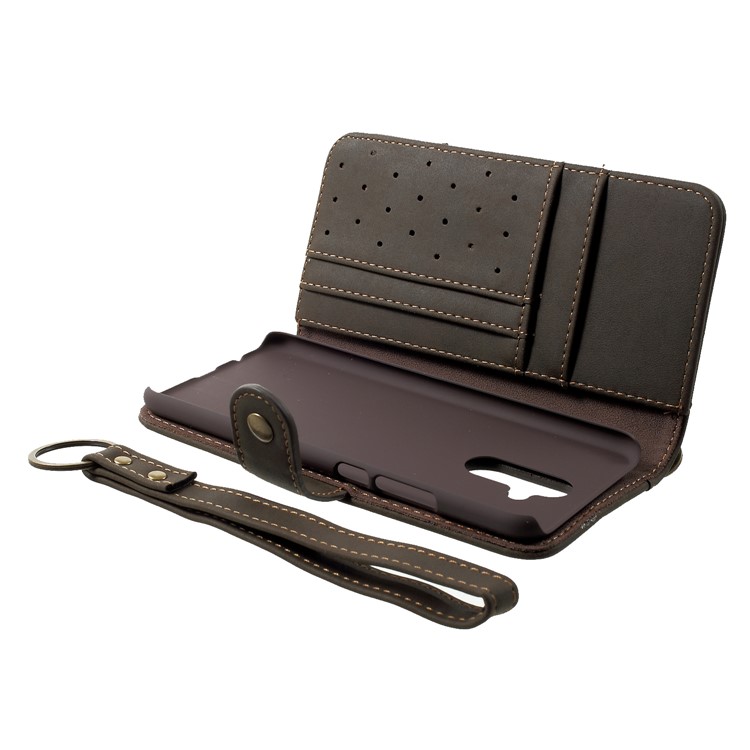 Cowhide Leather Cover with Card Slots for Huawei Mate 20 Lite - Army Green-5