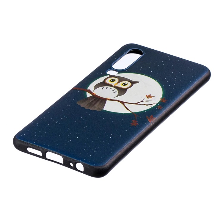 Pattern Printing Embossment Soft TPU Cell Phone Cover for Huawei P30 - Moon and Owl-5