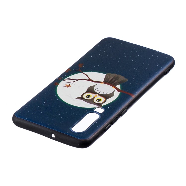 Pattern Printing Embossment Soft TPU Cell Phone Cover for Huawei P30 - Moon and Owl-6