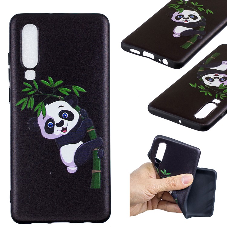 Pattern Printing Embossment Soft TPU Cell Phone Shell for Huawei P30 - Panda Pattern-1