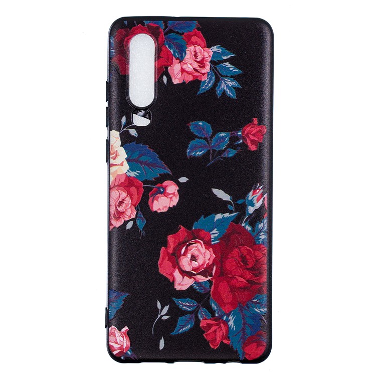 Pattern Printing Embossment Soft TPU Casing for Huawei P30 - Vivid Flowers-4