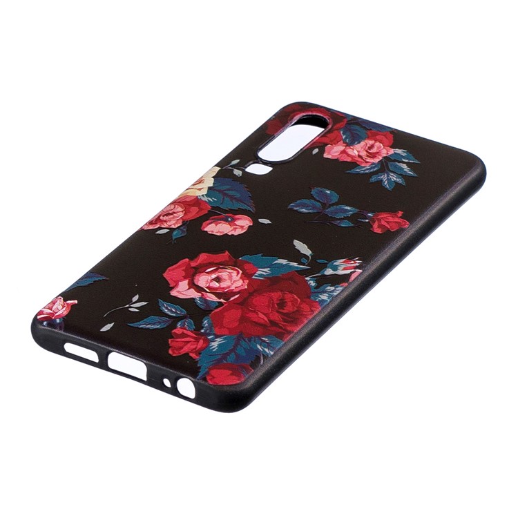 Pattern Printing Embossment Soft TPU Casing for Huawei P30 - Vivid Flowers-5