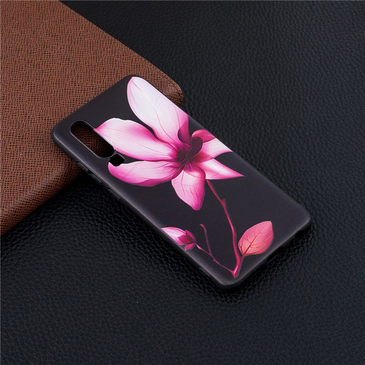 Pattern Printing Embossment Soft TPU Cover for Huawei P30 - Pink Flower-2