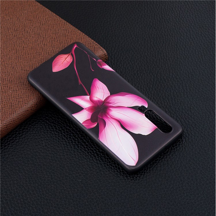 Pattern Printing Embossment Soft TPU Cover for Huawei P30 - Pink Flower-3