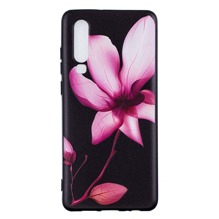 Pattern Printing Embossment Soft TPU Cover for Huawei P30 - Pink Flower-4