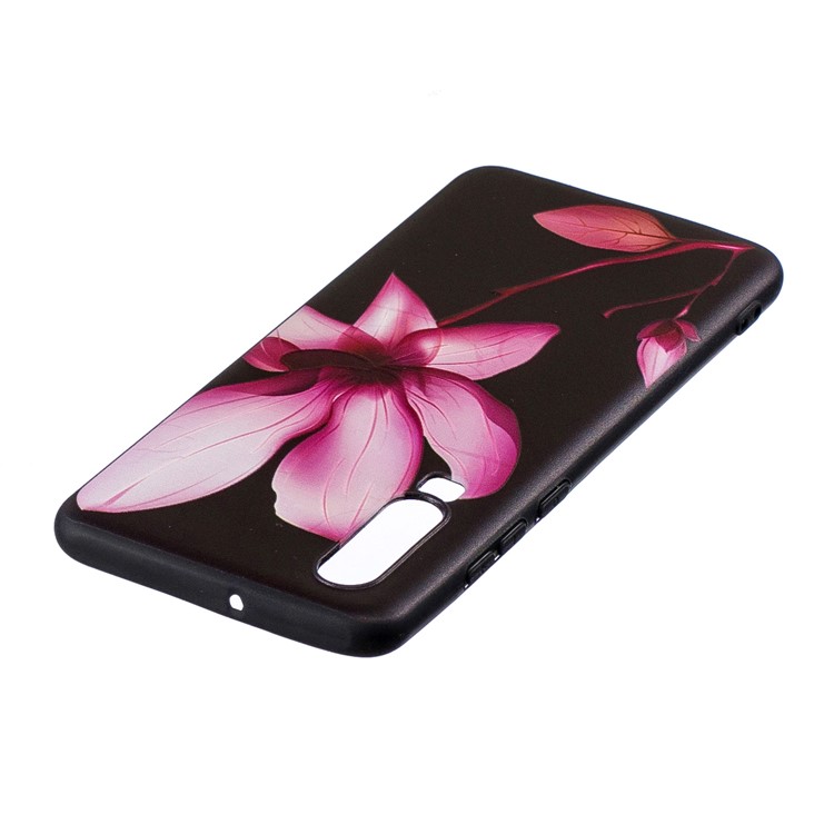 Pattern Printing Embossment Soft TPU Cover for Huawei P30 - Pink Flower-6
