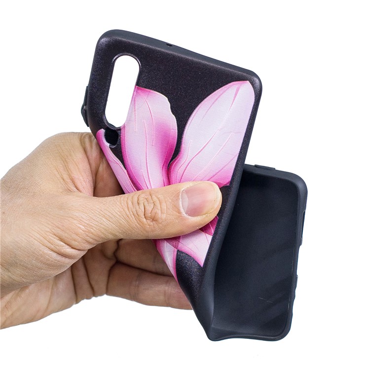 Pattern Printing Embossment Soft TPU Cover for Huawei P30 - Pink Flower-7