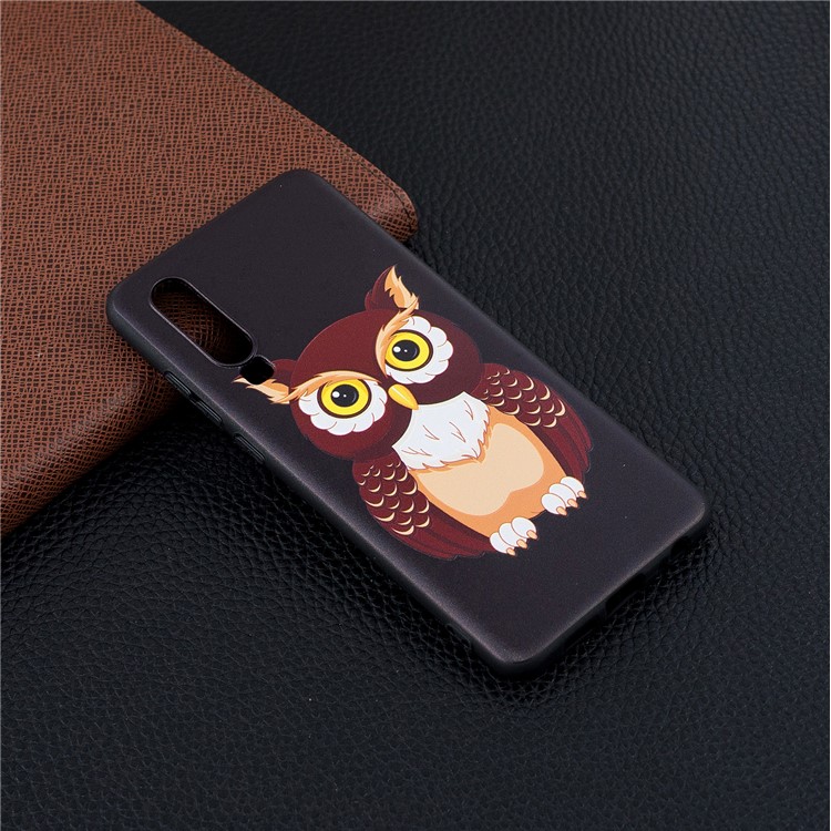 Pattern Printing Embossment Soft TPU Case Cover for Huawei P30 - Brown Owl-2