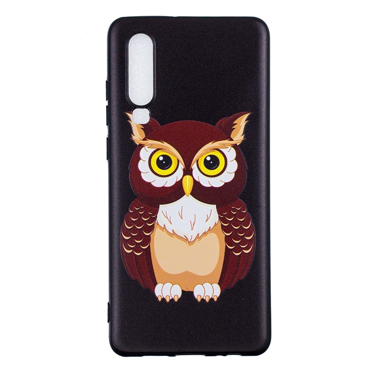 Pattern Printing Embossment Soft TPU Case Cover for Huawei P30 - Brown Owl-4