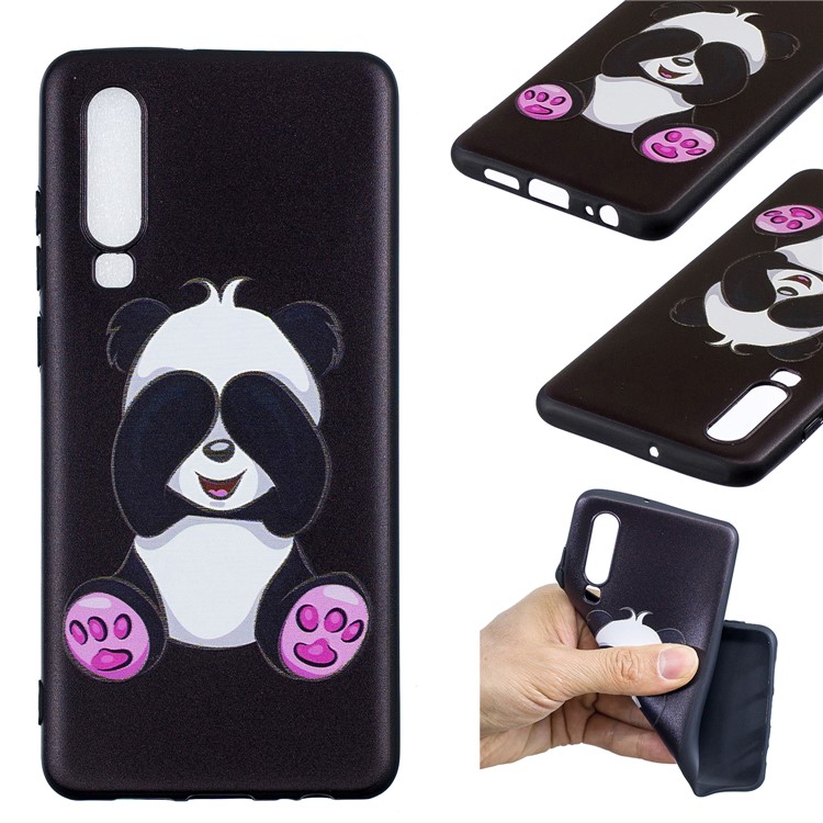 Pattern Printing Embossment Soft TPU Mobile Casing for Huawei P30 - Cute Panda-1