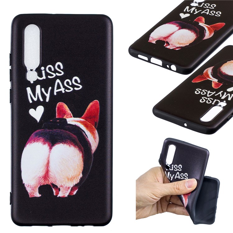 Pattern Printing Embossment Soft TPU Mobile Cover for Huawei P30 - Kiss My Ass-1