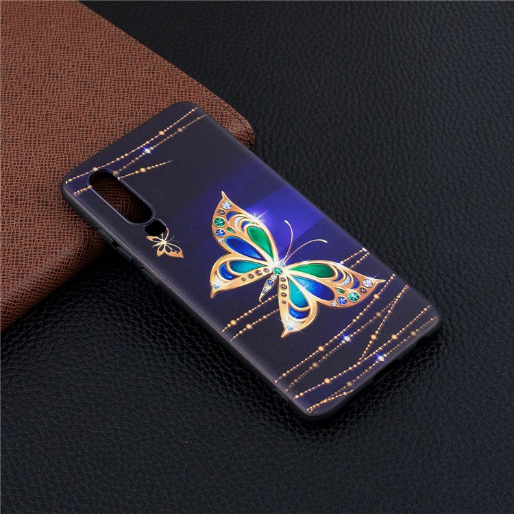Pattern Printing Embossment Soft TPU Mobile Case Shell for Huawei P30 - Colorized Butterfly-2