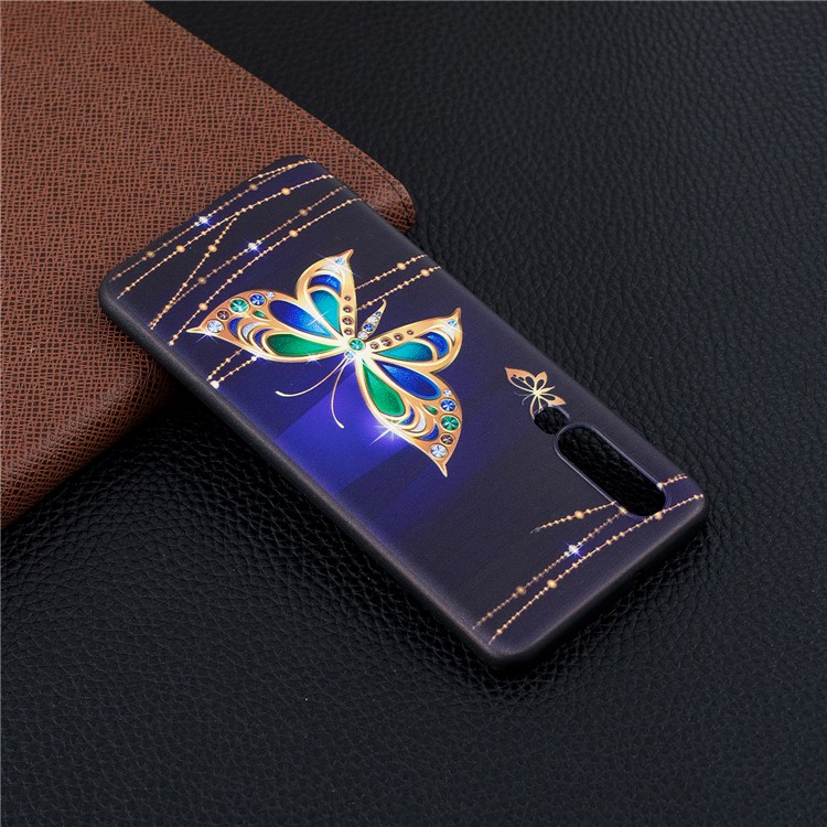 Pattern Printing Embossment Soft TPU Mobile Case Shell for Huawei P30 - Colorized Butterfly-3
